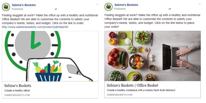 Social media advert examples - sabines baskets